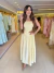 VESTIDO DECOTE RETO COM BORDADO FLORAL