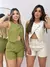 Conjunto Cropped Transpassado com Botões + Short Cintura Alta - Lojas Carol Store