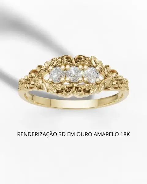 Anel Ornamentos Barrocos - ouro 18k e diamantes naturais