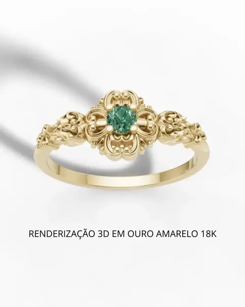 Anel Catedral - ouro 18k e turmalina verde natural
