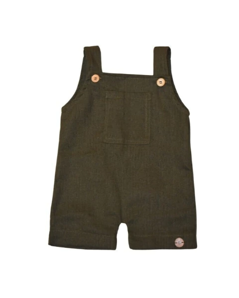 Macacão Bolso Linho Roma - Verde Musgo - comprar online