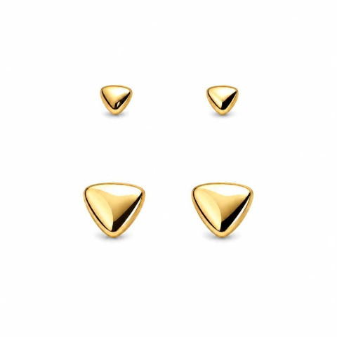 Brincos Dupla de Triângulo Orgânico – Banhado a Ouro 18K