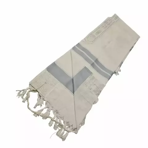 Talit Gadol Tela Acrílica Blanco con Celeste - comprar online
