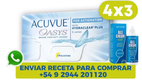 Lentes de contacto Acuvue OASYS Astigmatismo, precio por 1 caja, comprando 4 pagas 3+ Liquido 350 ml de regalo (enviar receta para comprar)