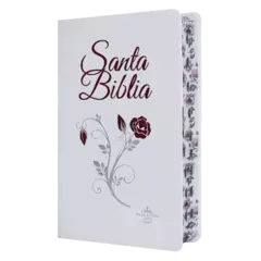 BIBLIA PIEL FABRICADA BLANCA CANTO FLOREADO RVR066cLGPJRTI - comprar en línea