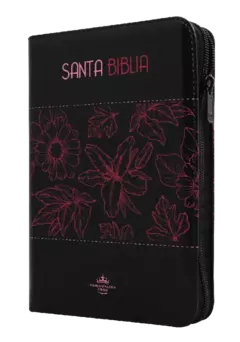 Biblia Reina Valera 1960 Mediana Letra Grande Imitación Piel Negro Flores QR [RVR065cZLGPJR]