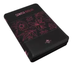 Biblia Reina Valera 1960 Mediana Letra Grande Imitación Piel Negro Flores QR [RVR065cZLGPJR] en internet