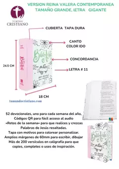 Contemporánea Grande Tapa Dura Bibliarte Lino-Rosa [RVC084cPJR
