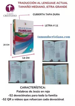 Biblia de Estudio Familia Saludables Traducción Lenguaje Actual Mediana Letra Grande Tapa Dura [TLA.63LGPJR]
