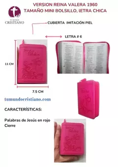 Biblia Reina Valera 1960 Mini-Bolsillo Letra Chica Imitación Piel con cierre Fucsia [RVR.16LMPJR]