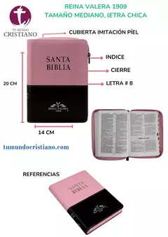 Biblia Reina Valera 1909 Mediana Rosa/Café [VR055ZTI]