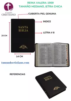 Biblia Reina Valera 1909 PIEL GENUINA Mediana Negro [VR059TI]