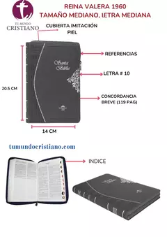 Biblia Reina Valera 1960 Mediana Letra Mediana Imitación Piel Gris [RVR065cZTI]