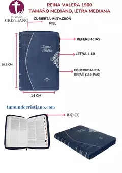 Biblia Reina Valera 1960 Mediana Letra Grande Imitación Piel Azul [RVR065cZTI]