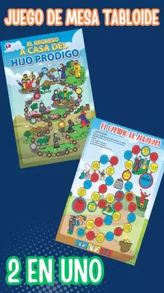 JUEGO DE MESA TABLOIDE PLASTIFICADO 2 EN UNO: EL CAMINO DE ABRAHAM E HIJO PRODIGO
