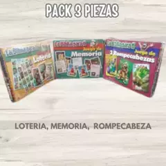 3 JUEGOS: MEMORAMA, LOTERIA Y ROMPECABEZAS