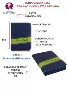 Biblia Reina Valera 1960 Chica Letra Mediana Imitación Piel Azul Verde QR [RVR046cZLMPJR]