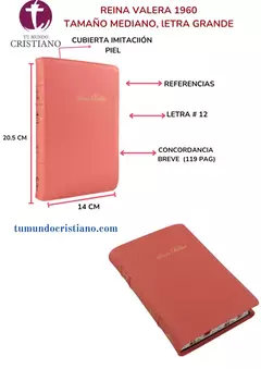 Biblia Reina Valera 1960 Mediana Letra Grande Curpiel Rosa Palo [RVR066cLGPJRTI]