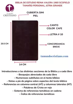 Biblia de Estudio Scofield Reina Valera 1960 Semi Piel Chocolate Obscuro