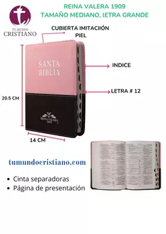 Biblia Reina Valera 1909 Mediana Rosa/Café VR055TI
