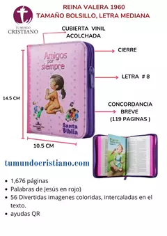 BIBLIA AMIGOS POR SIEMPRE ROSA CON CIERRE 96 ILUSTRACION A COLOR VR022cPZLMaPJR