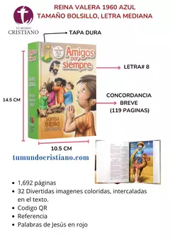 Biblia Infantil Amigos por Siempre Reina Valera 1960 Tamaño Bolsillo Letra Mediana Tapa Dura Verde Código QR[RVR023cPLMPJR]