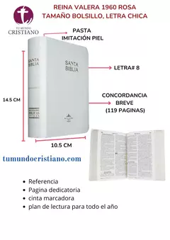 BIBLIA DE BOLSILLO DE IMITACION PIEL BLANCO RVR025c