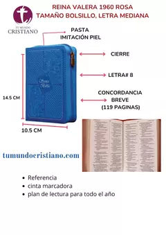 Biblia Reina Valera 1960 Tamaño Bolsillo Letra Mediana Imitación Piel Azul [RVR025cZLG]