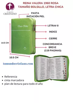 Biblia Reina Valera 1960 Tamaño Bolsillo Letra Mediana Imitación Piel Verde [RVR025cZTI]