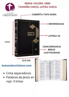 BIBLIA DE TAPA DURA EN NEGRO 3 TINTAS EN EL INTERIOR BIBLIA RVR043cLG