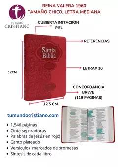 Biblia Fuente de Bendiciones Reina Valera 1960 Chica Letra Mediana Imitación Piel Roja [RVR045cLMFB]