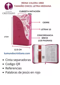 Biblia Reina Valera 1960 Chica Letra Mediana Imitación Piel Rosa QR [RVR045cZLM]