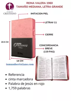 Biblia de Estudio Oraciones Reina Valera 1960 Mediana Letra Grande Imitación Piel Rosa Código QR [RVR056cZLGPJR]