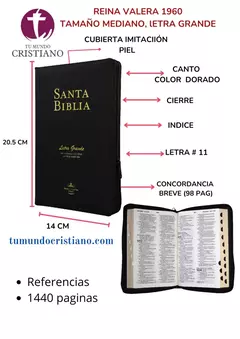 Biblia Reina Valera 1960 Mediana Letra Grande Imitación Piel Negro [RVR065cPJRZTI]