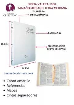 Biblia Reina Valera 1960 Mediana Letra Mediana Imitación Piel Blanco Ultrafina [RVR065cX]