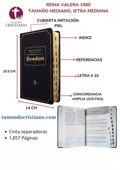 BIBLIA DE ESTUDIO DE LA RECONCILIACION COLOR NEGRO CANTO DORADO RVR065EETILG