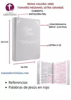 BIBLIA BODA LETRA GRANDE DE 14 PTS BLANCO RVR066cLSGiPJR