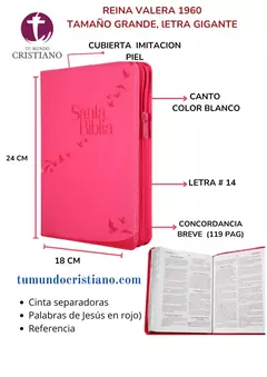 BIBLIA LETRA GIGANTE ROSA CON AYUDAS INTERACTIVAS EN CODIGO QR RVR086cZLGiPJR