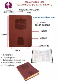 Biblia Reina Valera 1960 Grande, Letra Gigante Imitación Piel Vino Código QR [RVR086cLGiPJR]