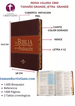 Biblia de Estudio Predicación Reina Valera 1960 Grande Letra Grande Imitación Piel Marrón [RVR086LGEETI