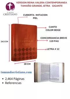 Biblia de Estudio Pastoral Ceremonias y Sermones Reina Valera Contemporánea Grande Letra Grande Imitación Piel Marrón [RVC086cLGPJR]
