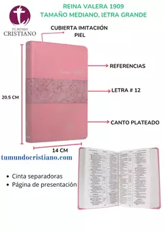 Biblia Reina Valera 1909 Mediana Letra Grande Imitación Piel Rosa [VR065LG]