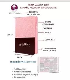 BIBLIA LETRA 14 PUNTOS ROSA CON MARRON CANTOS FLOREADOS PASTA CON ADORNOS GRABADOS RVR066cLSGiPJRZTI