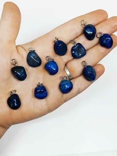 COLLAR AGATA AZUL CON CADENA DE ACERO - comprar online