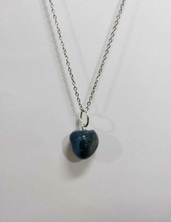 COLLAR AGATA TURQUESA CON CADENA DE ACERO - comprar online