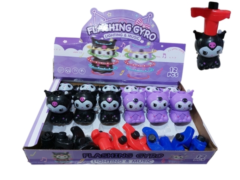 Caja x12 Trompos Kuromi Con Luz Y Sonido