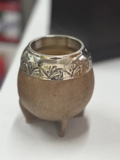 Mate torpedo cincelado cuero crudo virola gruesa - comprar online