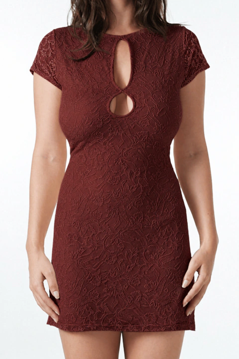 Vestido Jane Mini Renda Bordô [ Edicão Limitada ]