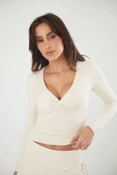 Blusa Heart Long Sleeve Off-White - comprar online