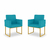 Kit 02 Poltronas Cadeira sala Decorativa- Base Ferro Dourado